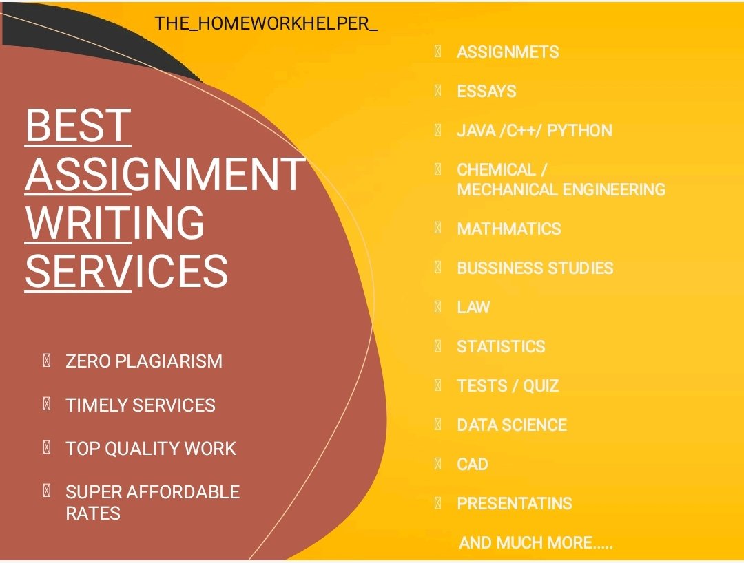 homework_help15's tweet image. Contact us anytime
Email : thehomeworkhelper1803@gmail.com
WhatsApp +919305772290