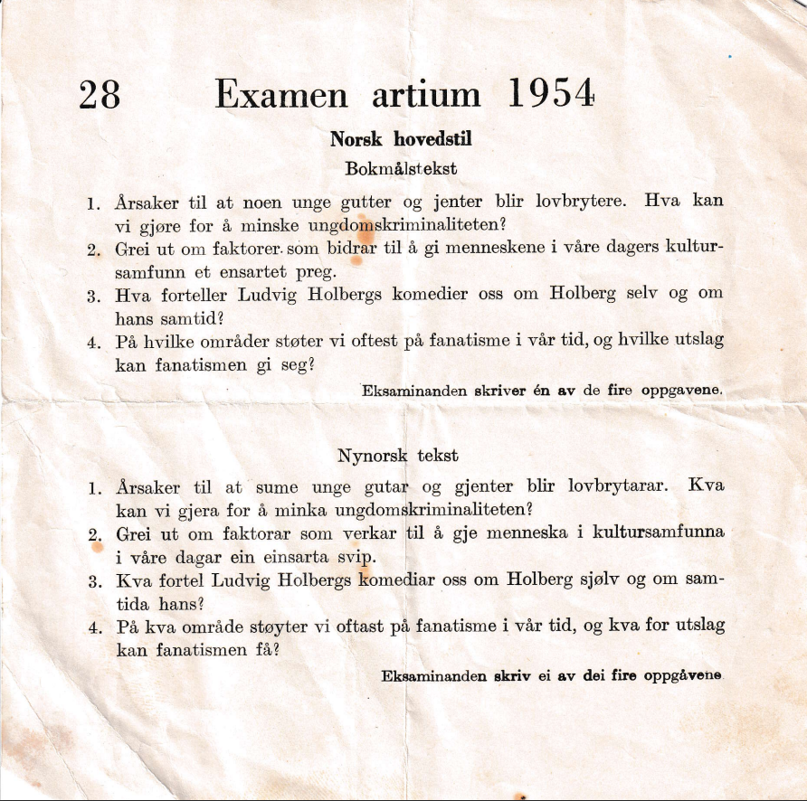Examen artium 1954