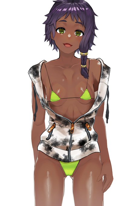 牛柄?ビキニのサンティ
布面積が小さいと牛柄がわかりづらくなるのを回避した 