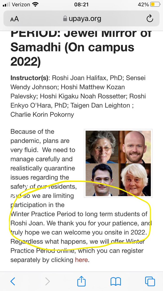 nhulsebus's tweet photo. @jhalifax Looks like I may be confusing the winter practice period with the contemplative residency. I did not see “longterm students” on the link you provided. 💗🎶 https://t.co/SoWiXPaL1e