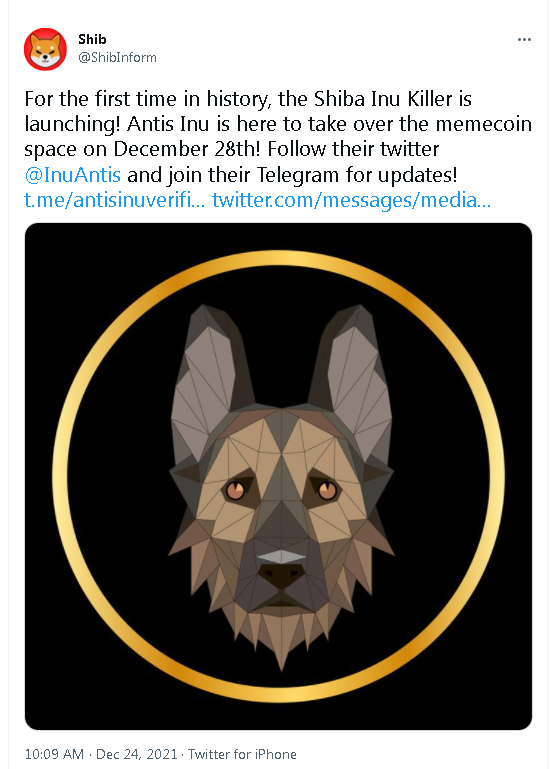 #SHIBARMY WARNING

This account <a href="/ShibInform/">SHIBA INU</a> is promoting tokens which are probably a scam

This account is not an SHIB official account and is not our Shib Informer

Be careful