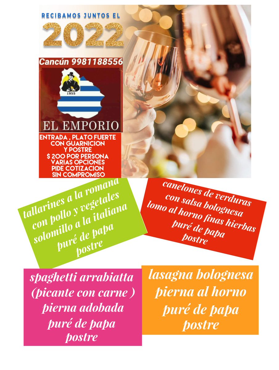 La_garcha's tweet photo. #cena #FindeAño #parallevar #Cancun #elemporio 9981188556 https://t.co/ub3hZjfTxT