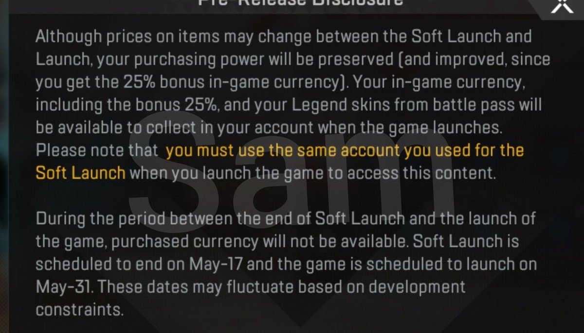 GLXYApex's tweet photo. Apex Legends Mobile Release Dates

Global Release date 31st May with soft launch ending 17th May. There is no confirmed starting date for soft launch either.
Not sure on the validity of this info, leaker is tagged below. As always take info with a grain of salt

C: @samleakshere https://t.co/NPsrPLST7R