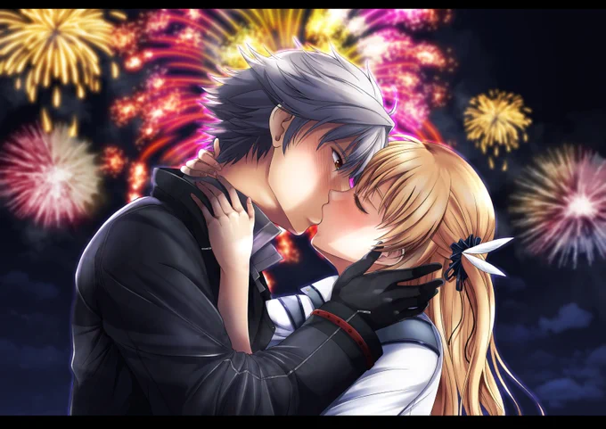 [Skeb27]リィアリのキスシーン。閃Ⅳをプレイした人ならわかるあの場所です¢(ーー 