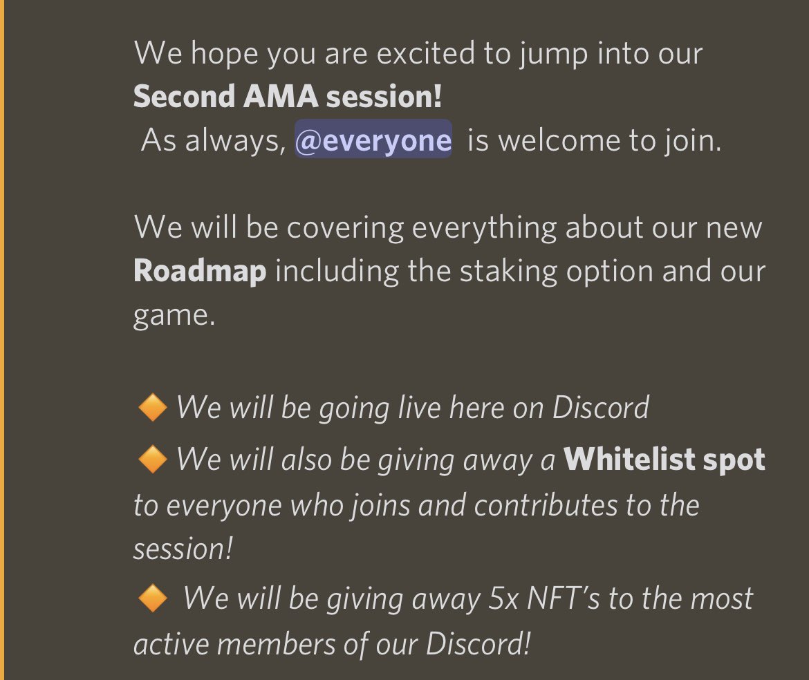 The family is hosting an AMA inside the discord at 1pm est today. I expect all of you to be there 💯💯💯

Below is what we will be covering $eth to the moon soon get ready for 12/30 #abandonedsociety
