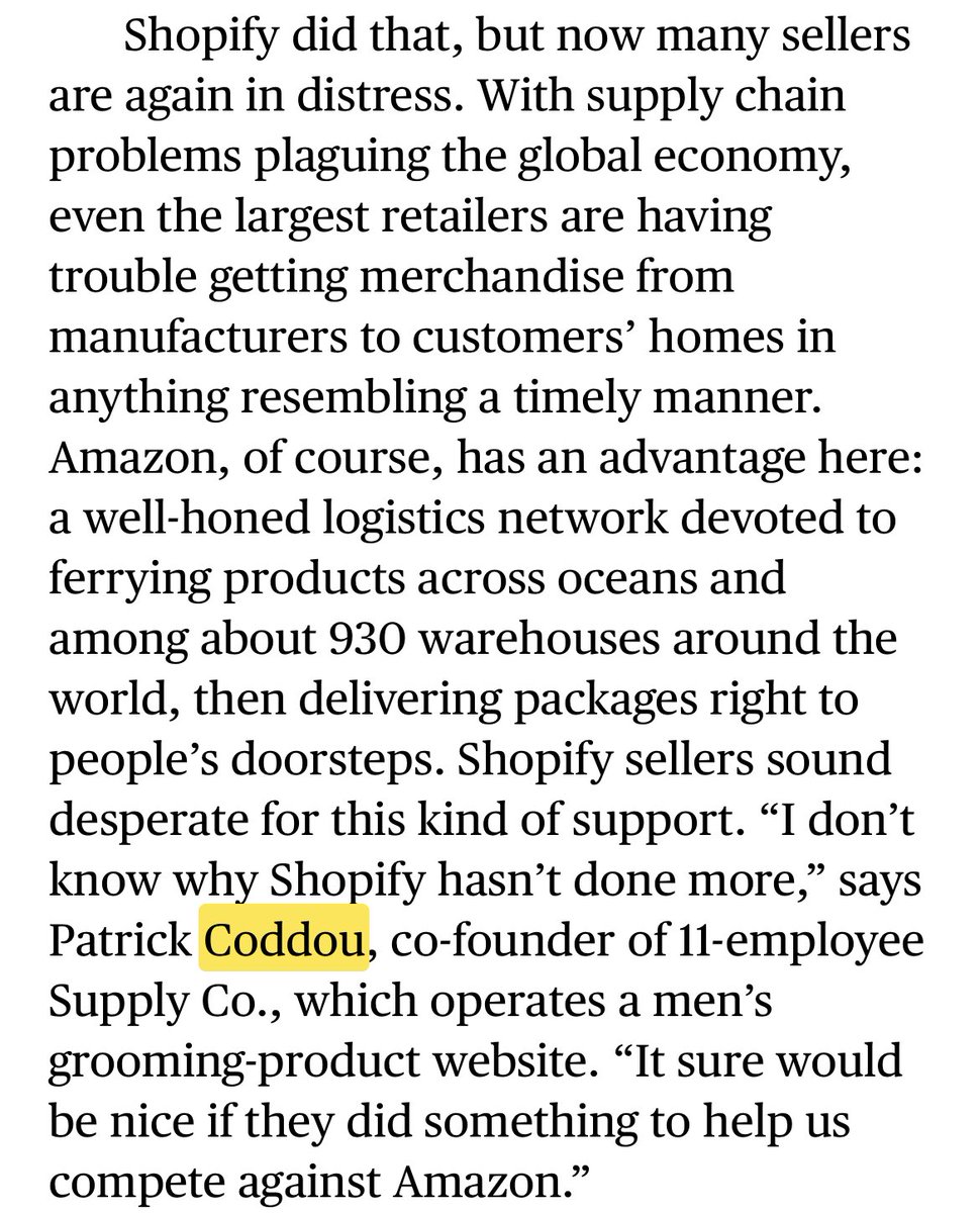 For all the folks at Shopify that follow me:

A recent Bloomberg article significantly misquoted me. 

Here’s an excerpt.