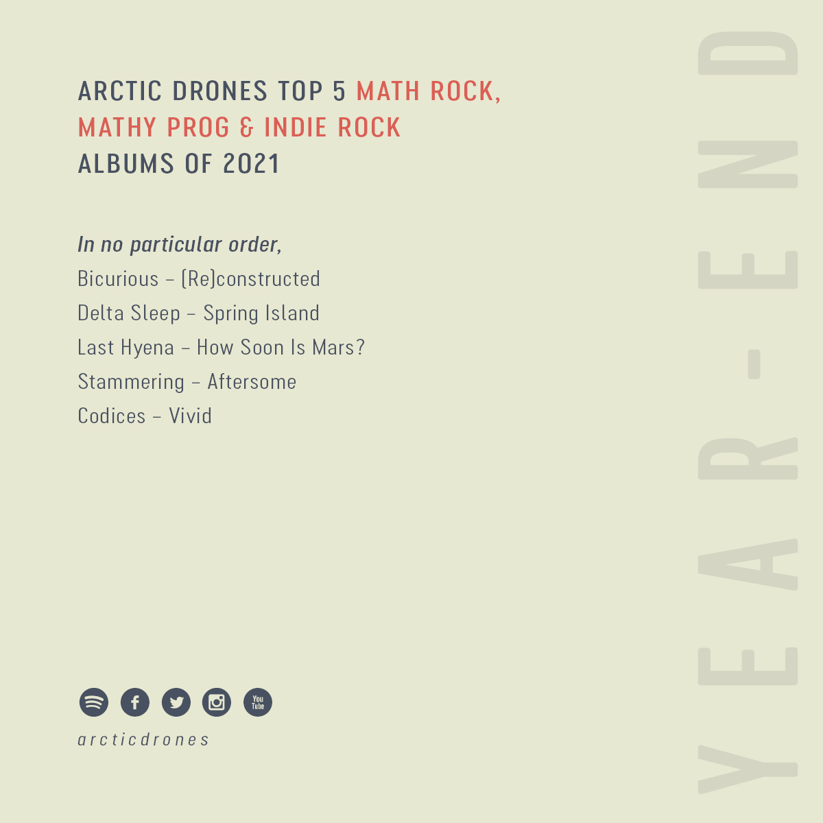 arcticdrones's tweet photo. AD YEAR-END 2021: MATH ROCK, MATHY PROG &amp; INDIE ROCK https://t.co/na9bvtU9UL