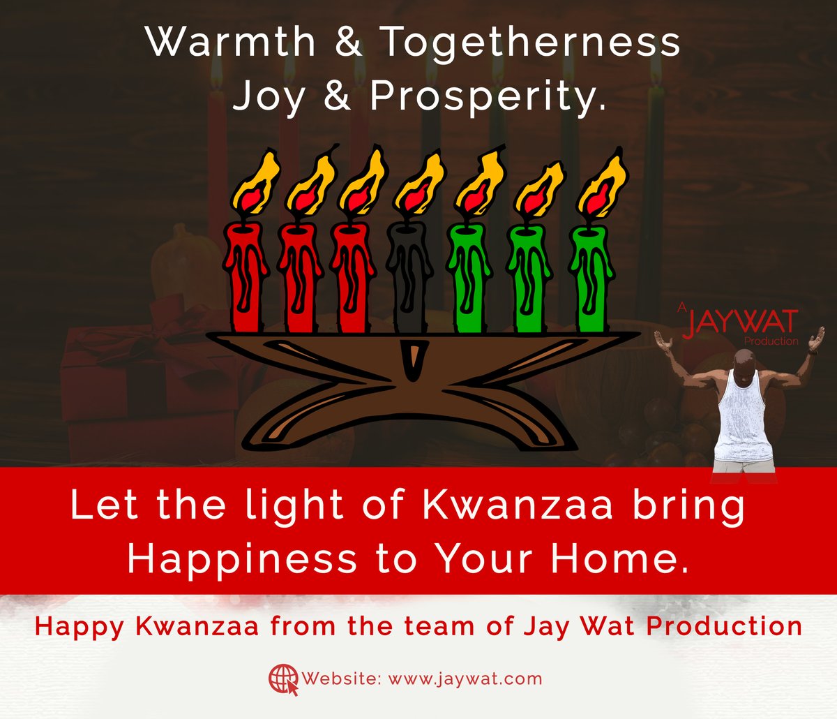 JayWatMusic's tweet photo. Happy Kwanzaa!

Hoping Kwanzaa brings you time to enjoy the blessings
of family, community and togetherness.

From Team of Jay Wat Production Studio
https://t.co/IVM3z2MZGP

#kwanzaa https://t.co/q4Ac39OgaT