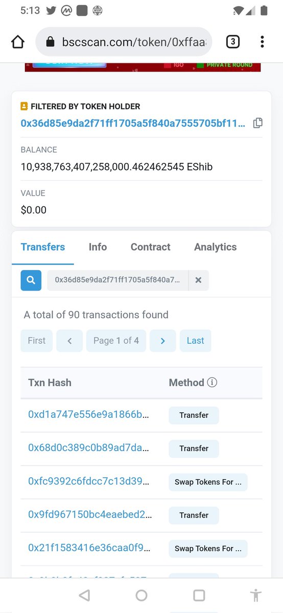 JasonGo19's tweet photo. @EShib_token One of developers wallet this fool keep cash out BEWARE OF ThIS token BiG SCAM https://t.co/psqa7R4UUz