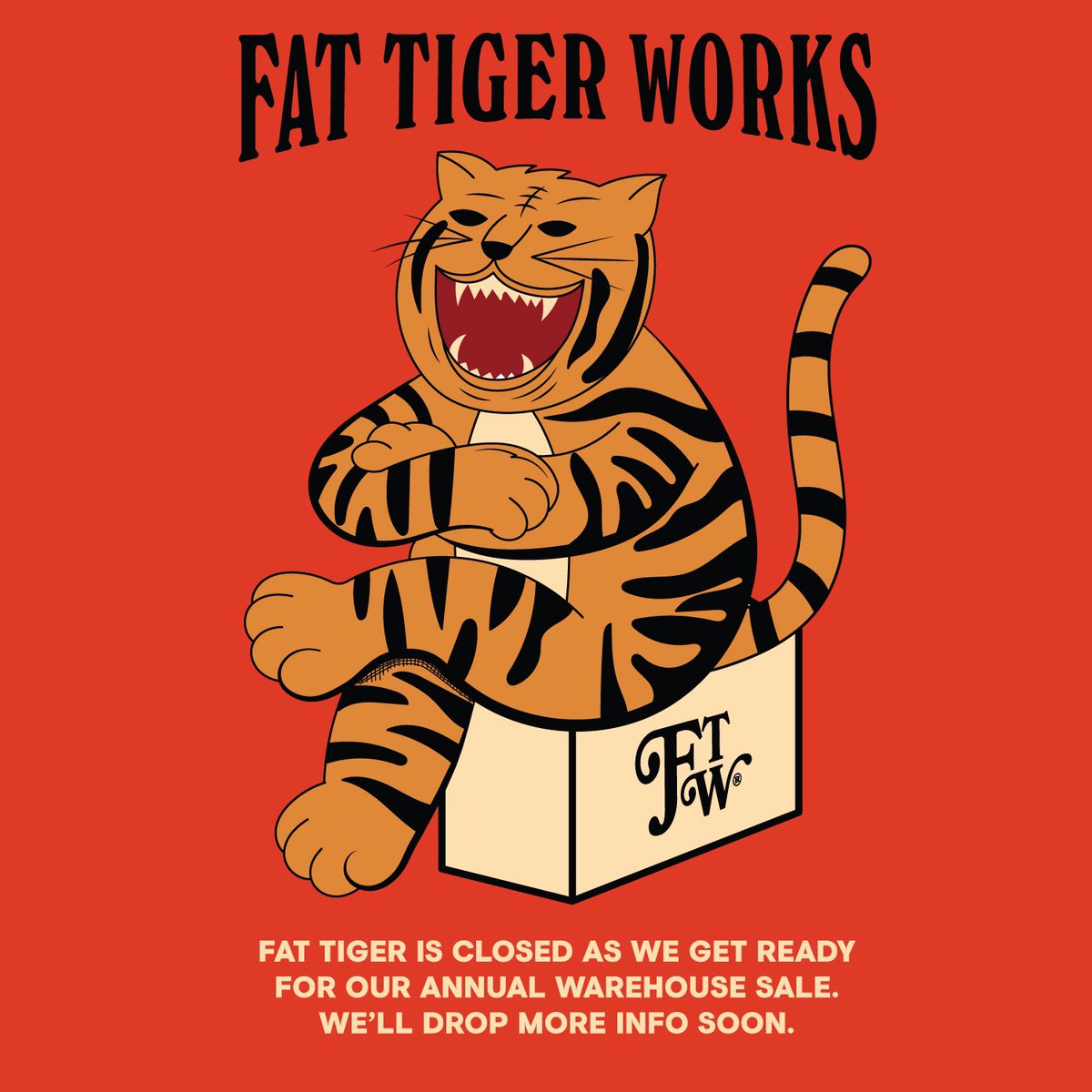 FatTigerWorks's tweet photo. The warehouse sale is coming https://t.co/9MXUTuKwy6