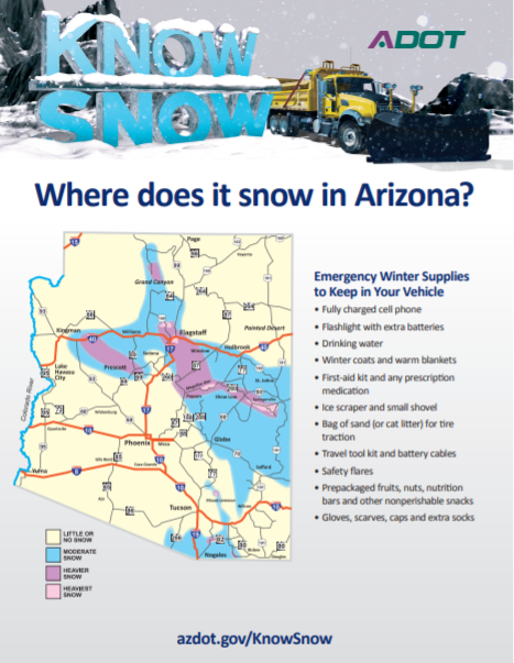ArizonaDOT's tweet photo. CHECK this list of tips before driving into into snow country.
#aztraffic #Knowshow https://t.co/iWqoAnKQDv