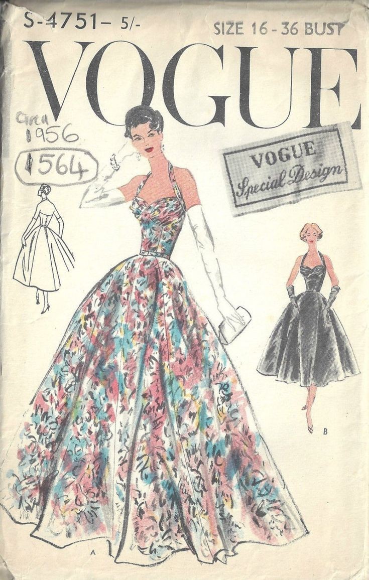 thefaarch's tweet photo. 1956 Vintage Vogue Sewing Pattern B36 evening dress. https://t.co/S0I00Ei7w7