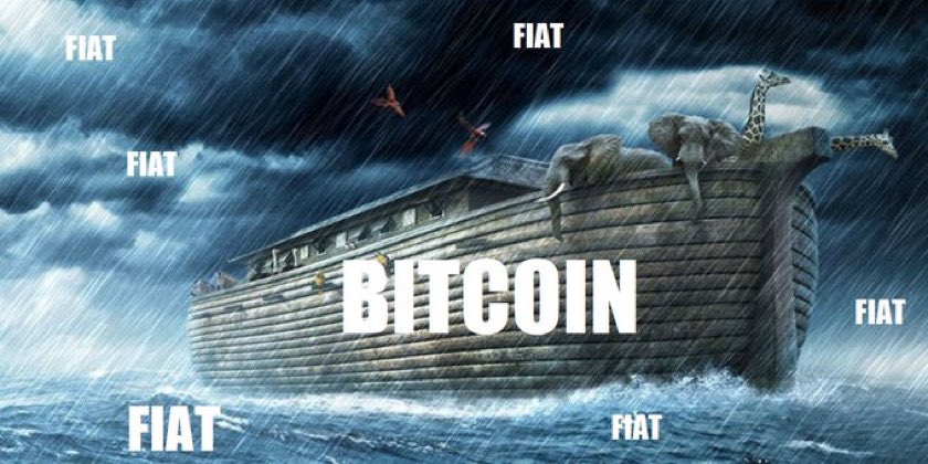 BitcoinMagazine's tweet photo. #Bitcoin is an encrypted ark amid the fiat flood https://t.co/jF73Vrseb6