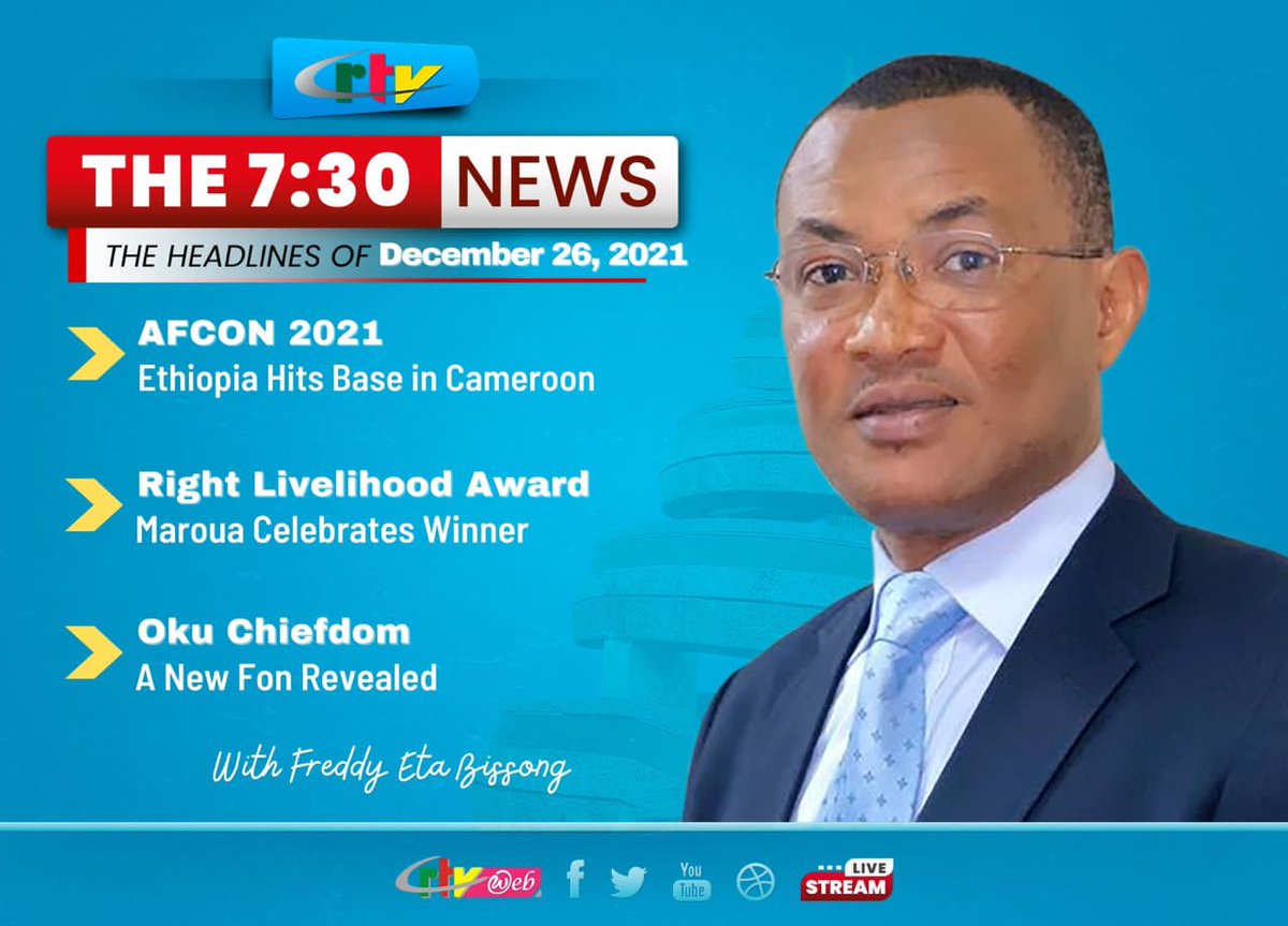 The 7:30 News in a moment with Freddy Eta Bissong on #CRTV, #CRTVNews and #CRTVWeb