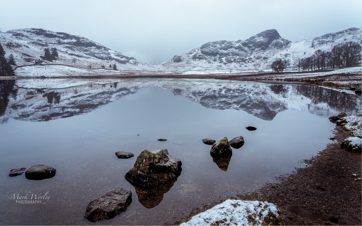 Golfmadworley's tweet photo. The forecast of snow turned in to a damp squid around Keswick, so we headed to Blea Tarn. Although the light was flat, we we got some nice wintery reflections. https://t.co/C2WNPRV7mf
