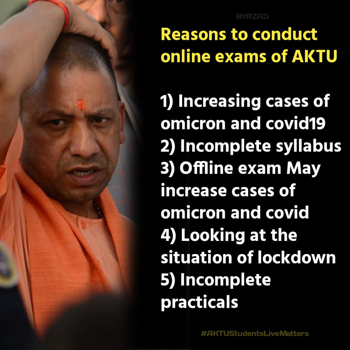 kishanjha99's tweet photo. #एकेटीयू_ऑनलाइन_परीक्षा
Offline exams means to invite the covid again and the situation will be worst then earlier
#AKTUonlineExamलेकररहेगें
#aktuexamonline2022
@AktuStudents #AKTUStudentsLiveMatters @Aktuchhatrsangh @myogiadityanath @Vineetkansal2 @JitinPrasada @SinghAn82875457 https://t.co/NcycLiUNvT
