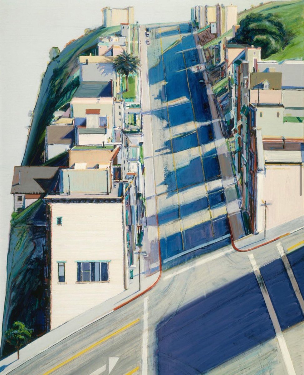 caitiedelaney's tweet photo. Wayne Thiebaud!! Absolute friggin legend. The dreamlike quality of his stuff. So inspiring. Could stare at his paintings for days, feeling a myriad of little indescribable feelings https://t.co/GSOFxrRbhm