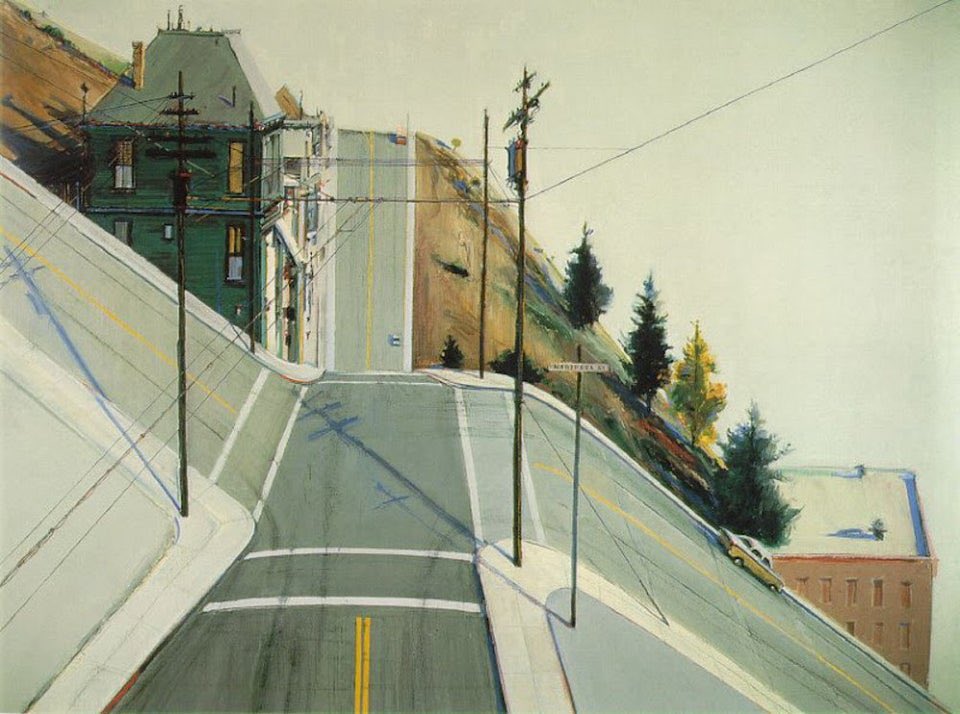 caitiedelaney's tweet photo. Wayne Thiebaud!! Absolute friggin legend. The dreamlike quality of his stuff. So inspiring. Could stare at his paintings for days, feeling a myriad of little indescribable feelings https://t.co/GSOFxrRbhm
