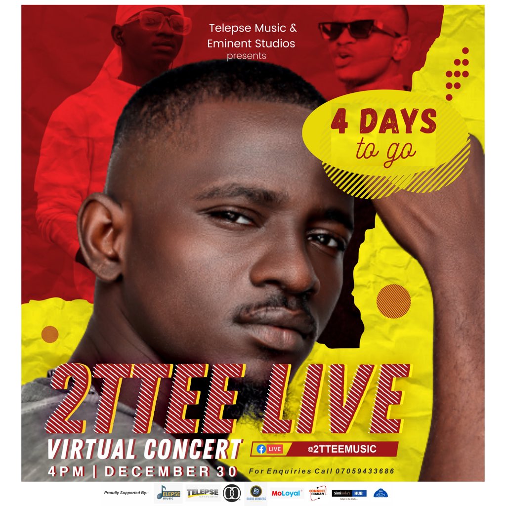 2tteemusic's tweet photo. @moelogo Ginger up ⚡️⭐️💙. 2TTEE Live Concert! Join me on Facebook Live, 4pm DEC 30th. 

Register here - https://t.co/Y0eA9pE60E  
😇😇🌍

Wizkid | Fireboy | Akure | Femco | Nigerians | #AbujaTwitterCommunity | #2tteeLive | #Davido | #GulderUltimateSearch https://t.co/D15sYaOqdN