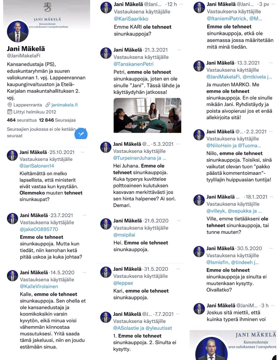 kajo2cv's tweet photo. @JaniAasi Mitä? Onko Joutsenon Herra ja Ylhäisyys taas kuvitellut, että joku viaton olisi erehtynyt loukkaamaan Hänen pyhän itsetuntonsa koskemattomuutta?

Mahtaa olla raskasta elää noin ahdistuttavan vainoharhaisuuden vallassa. Ja vieläpä jouluna!
#persu #makela #ylhäisyys #moukka https://t.co/2w5oxhmk1X