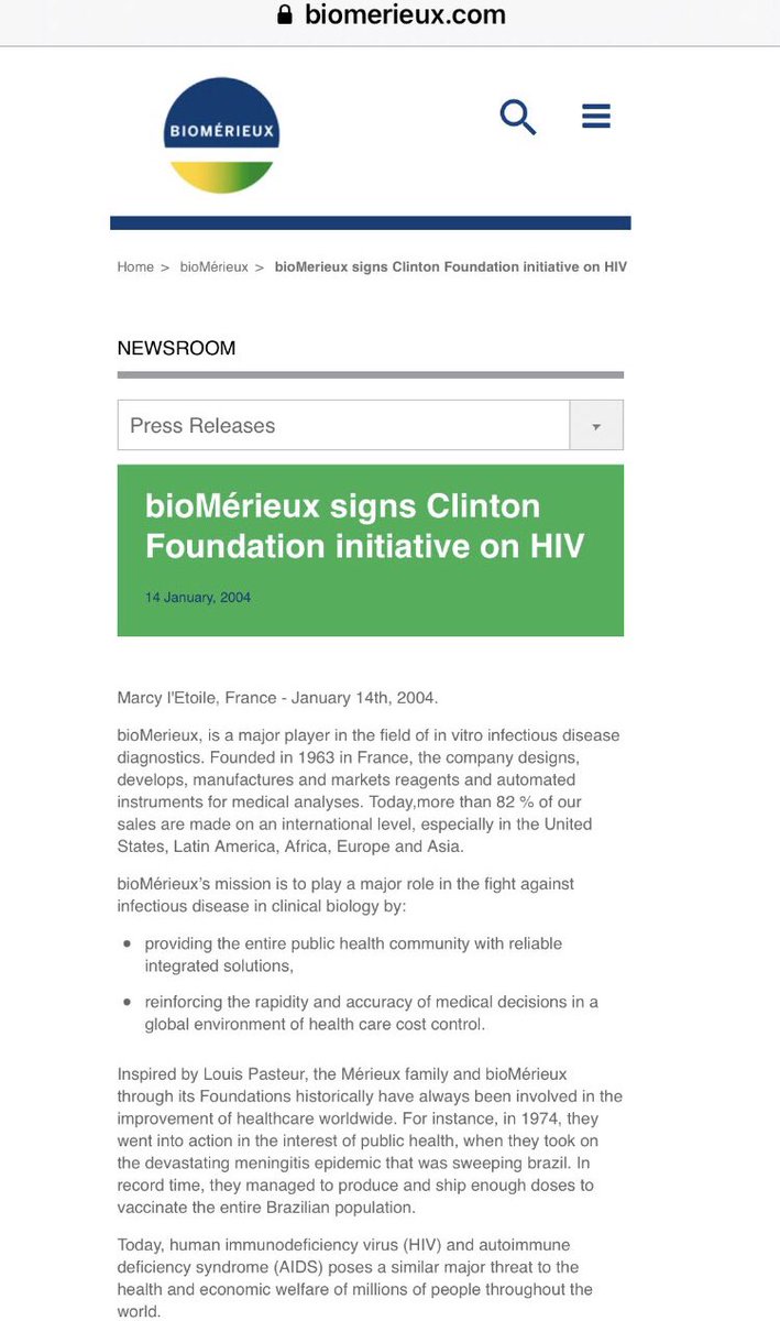 Epstein co-founds Clinton Global InitiativeEpstein flies w/Clinton w/interests in HIV(like his site claims he’s interested in)Alain Merieux-Wuhan labClintons sign w/BioMerérieux on HIVBioMerérieux appoints WEF YGL Moderna CEO Stéphane BancelC19 allegedly has HIV inserts