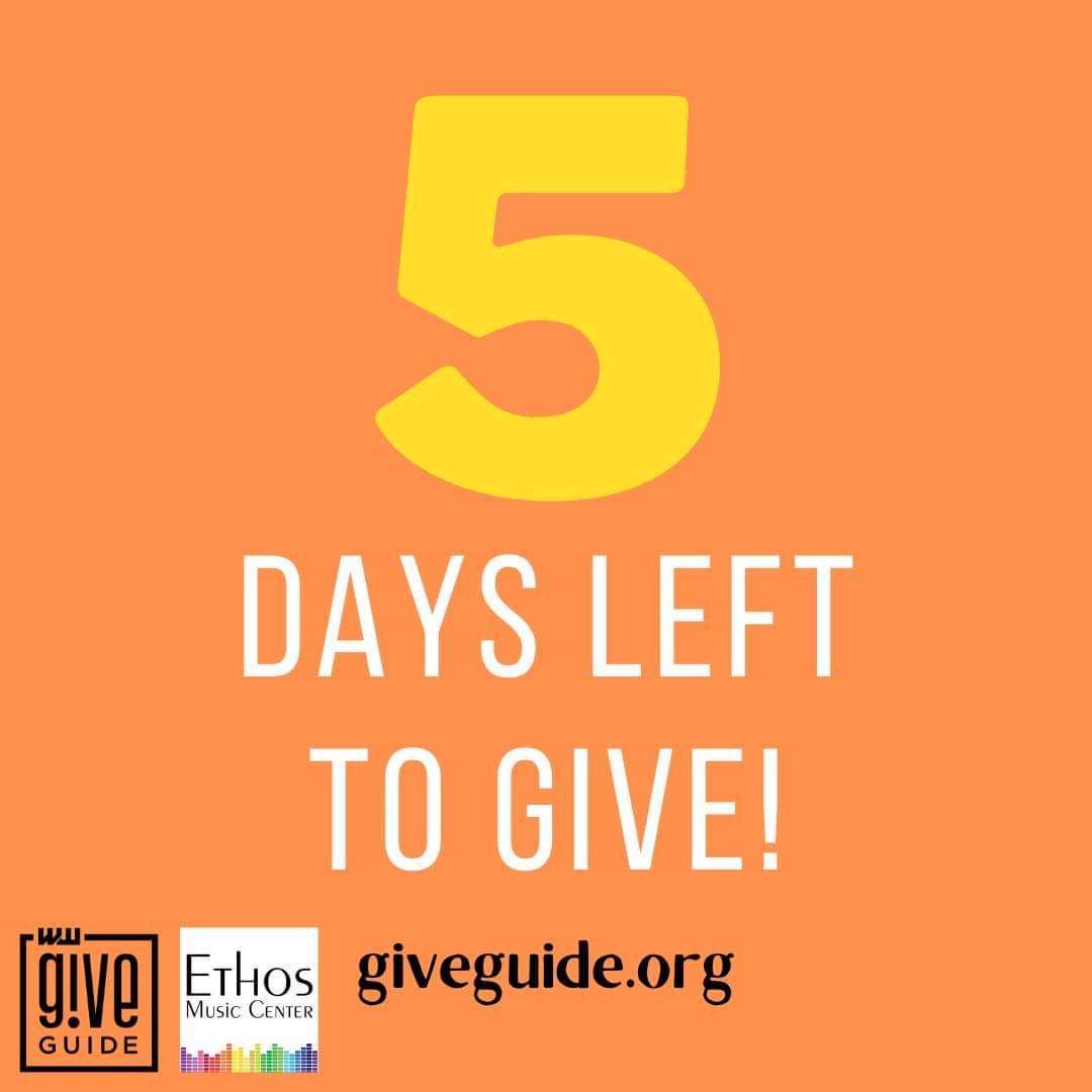 EthosMusic's tweet photo. There are just 5 days left to contribute to our Give!Guide campaign! Help provide music education for students who might not have other access by donating before Jan 1st. By investing in arts education today, you are investing in our community’s future!
https://t.co/gZXEHu1g25 https://t.co/gGOwW49xbK