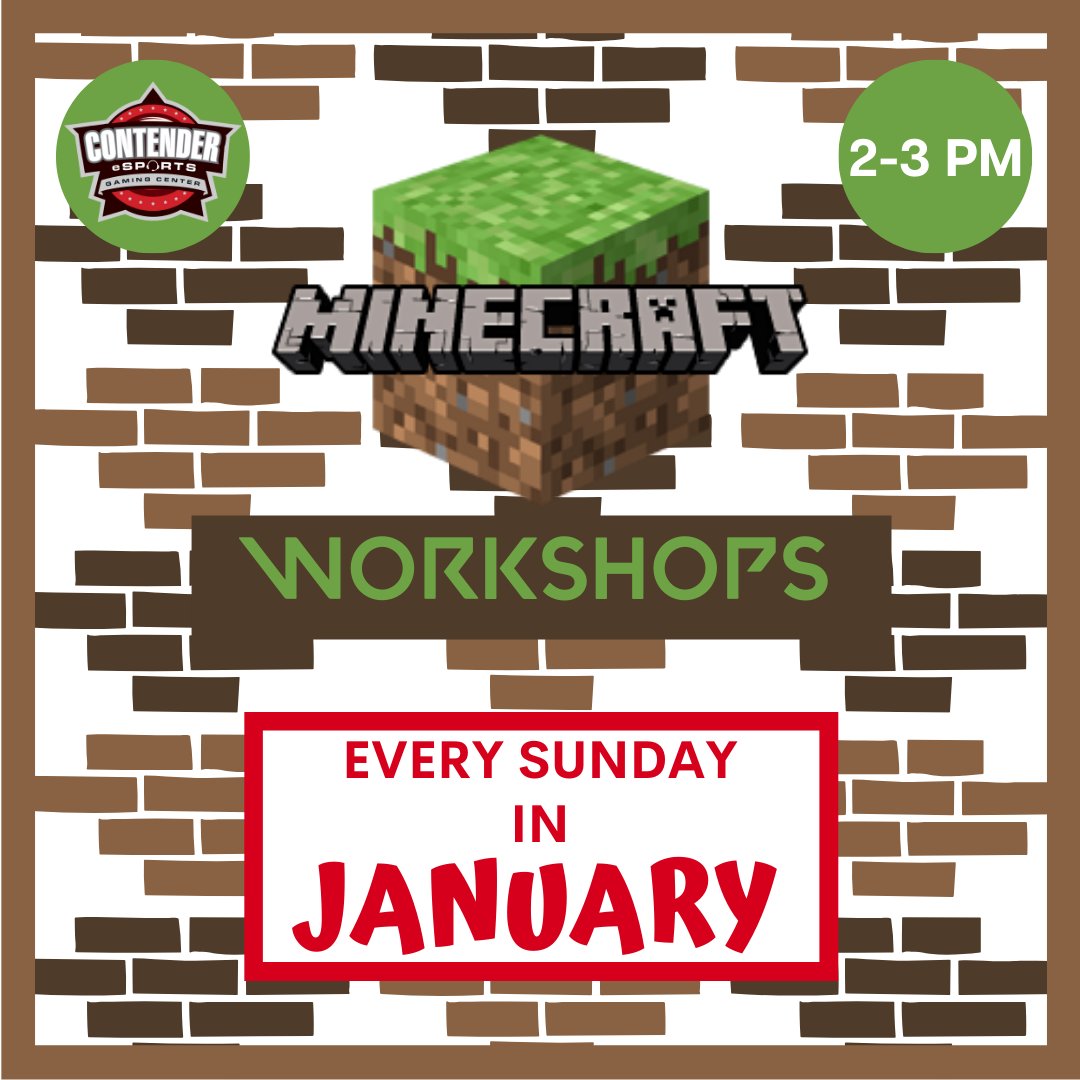 ContenderHV's tweet photo. 📣Hey Kids! Want to perfect your building skills or just learn the basics? 
🧱Come to our #Minecraft workshops! 
🧱Offered every Sunday in January!
🧱Call (845) 204-8856 for more info or to reserve your spot! https://t.co/s0FMnddzMI