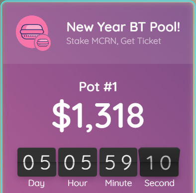 macaronswap's tweet photo. Reward size for lossless lottery #BoxTogether keeps growing!
π₯ 100 #MCRN minimum deposit.
π₯ No loss, withdraw your $MCRN tokens when you want.
π₯ If your tokens stay into the pot, you'll earn #MacaronSwap new year #NFT.
π₯ 3 lucky will split the pot reward! https://t.co/AUIUyOpnE0