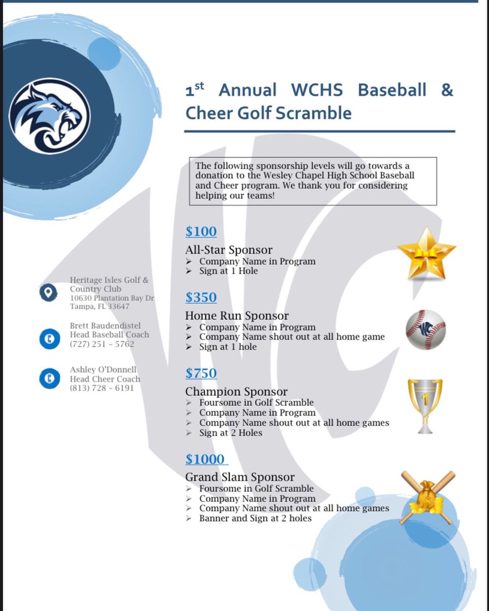 WCHScheer_'s tweet photo. Still time to sign up to play or sponsor our golf scramble with @WCHS_BasebaII https://t.co/DEnKJ4qazH