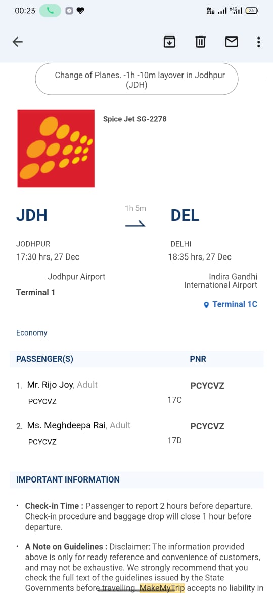 joyrij's tweet photo. I HAVE BEEN CHEATED!
I booked a connecting flight ticket from Jodhpur to Pune .The airlines have changed the timing now am supposed to fly on two flights simultaneously.&amp; the best part,you cannot talk to the customer care @makemytrip @makemytripcare @aaijdhairport  @Rajesh_Magow https://t.co/3NINFsBXaX