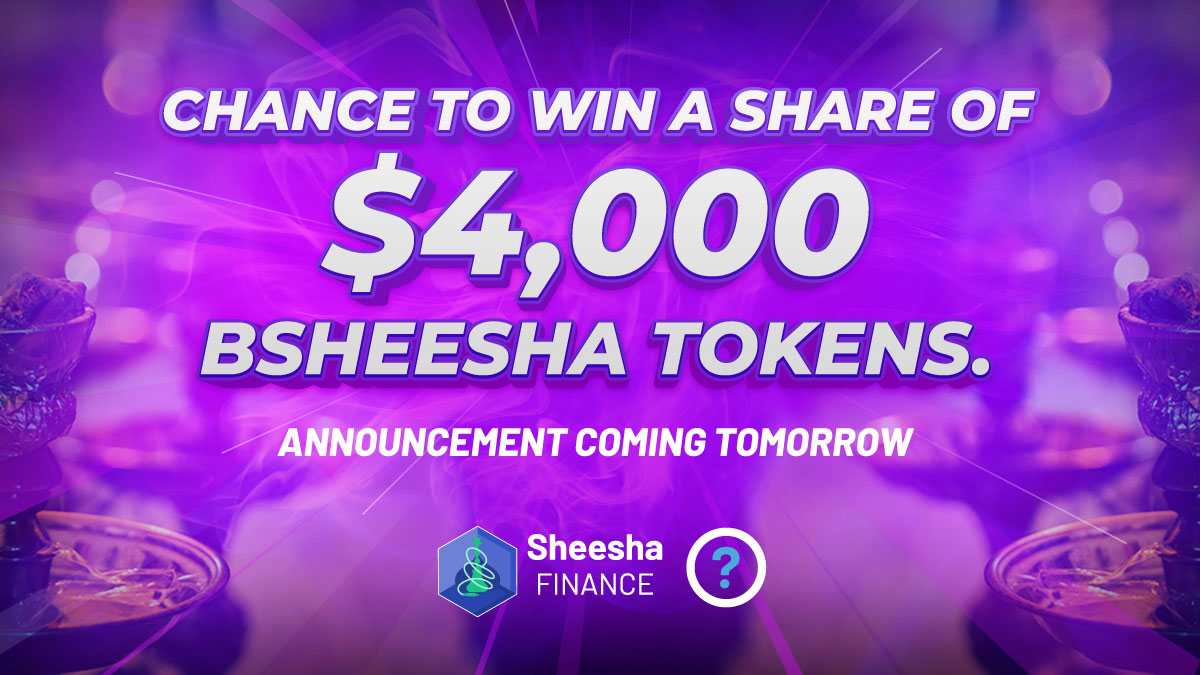 SheeshaFinance_'s tweet photo. 🔮We all wish we could predict the future! Especially in the #crypto markets.

💁‍♂️This is your chance to test your skills &amp; WIN a share of $4000 worth of #bSheesha tokens.

⏰All will be revealed tomorrow as we partner with a #DEX. Can you guess which one?

#Giveaway #ContestAlert https://t.co/rJOjQpzwUw