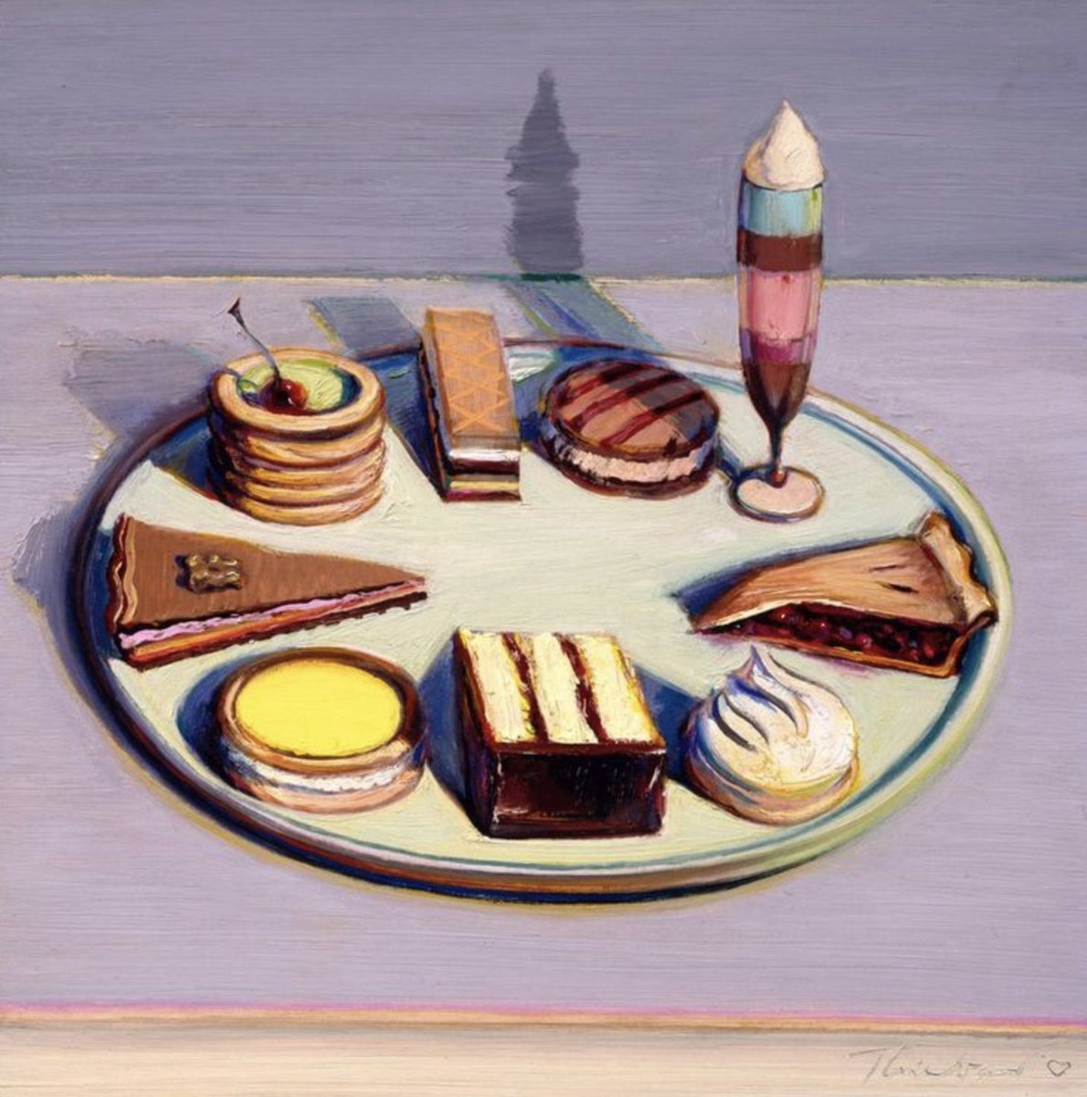 deborahsolo's tweet photo. Wayne Thiebaud, who painted shadows better than anyone, was such a gifted still-life painter that even avant-gardists eventually fell in love with his undisguisedly sweet subjects. He died yesterday, at age 101. RIP https://t.co/a8nyaIOr3h