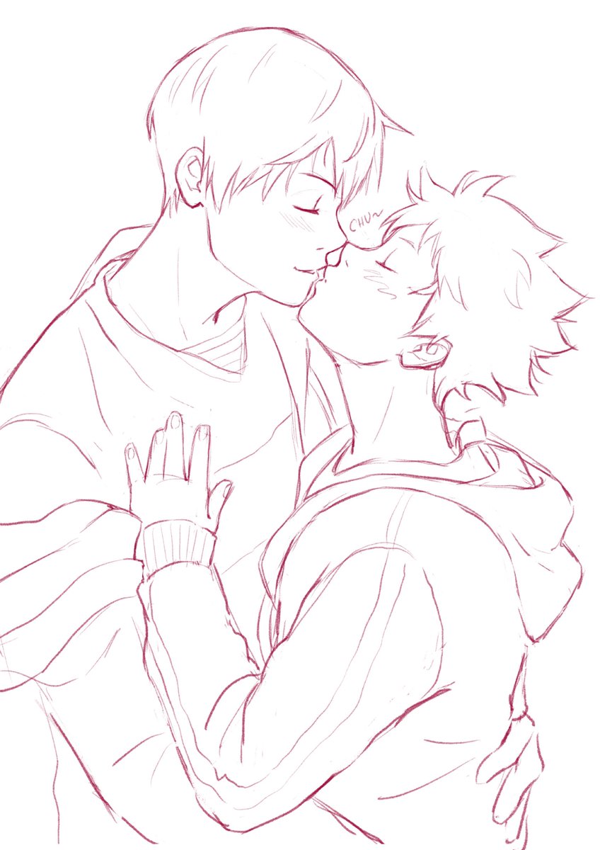 I'm dying a bit and all my joints hurt and I can't draw so, in the meantime, have some kagehina sketches/WIPs I'm not sure when I'll finish ;-; 