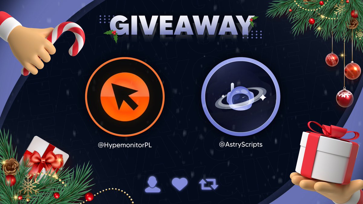 🎁 XMAS GIVEAWAY #2 🎁

1x <a href="/HypemonitorPL/">HYPEMONITOR</a> Monthly
1x <a href="/AstryScripts/">ASTRY</a> Monthly

• Like 🧡
• RT 🔃
• Tag 1 friend 💬
• Follow both accounts 👥

Ends in 24h, Good Luck! 🎄☃️