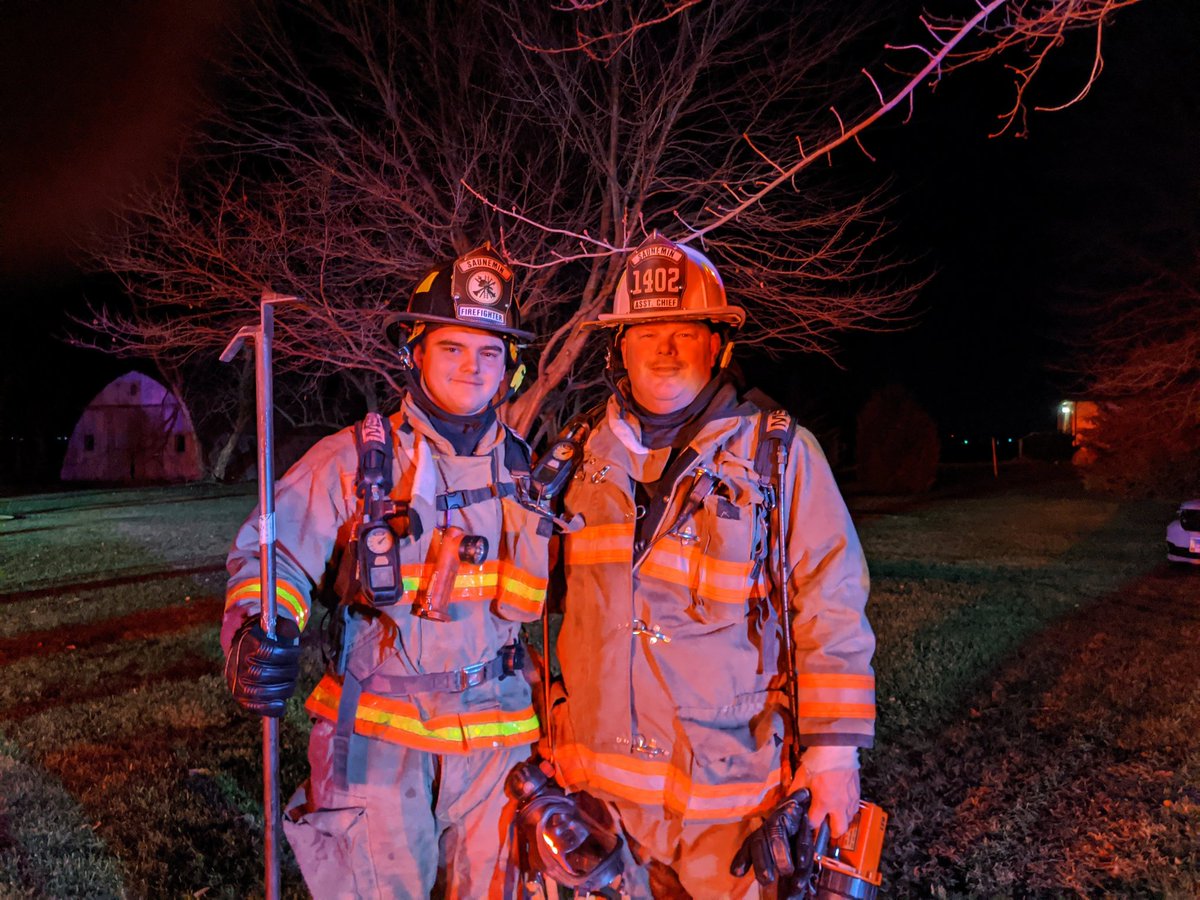 SauneminD's tweet photo. Saunemin Fire Department provided mutual aid to Pontiac Fire Department last night. It was firefighter Ryan Reed and @peyton_cramer first fire and they did a great job. Peyton became a third generation fireman for SFD  last night. His grandpa Kenny Cramer and dad @CraigCramer10 https://t.co/Gs8RALoMl4