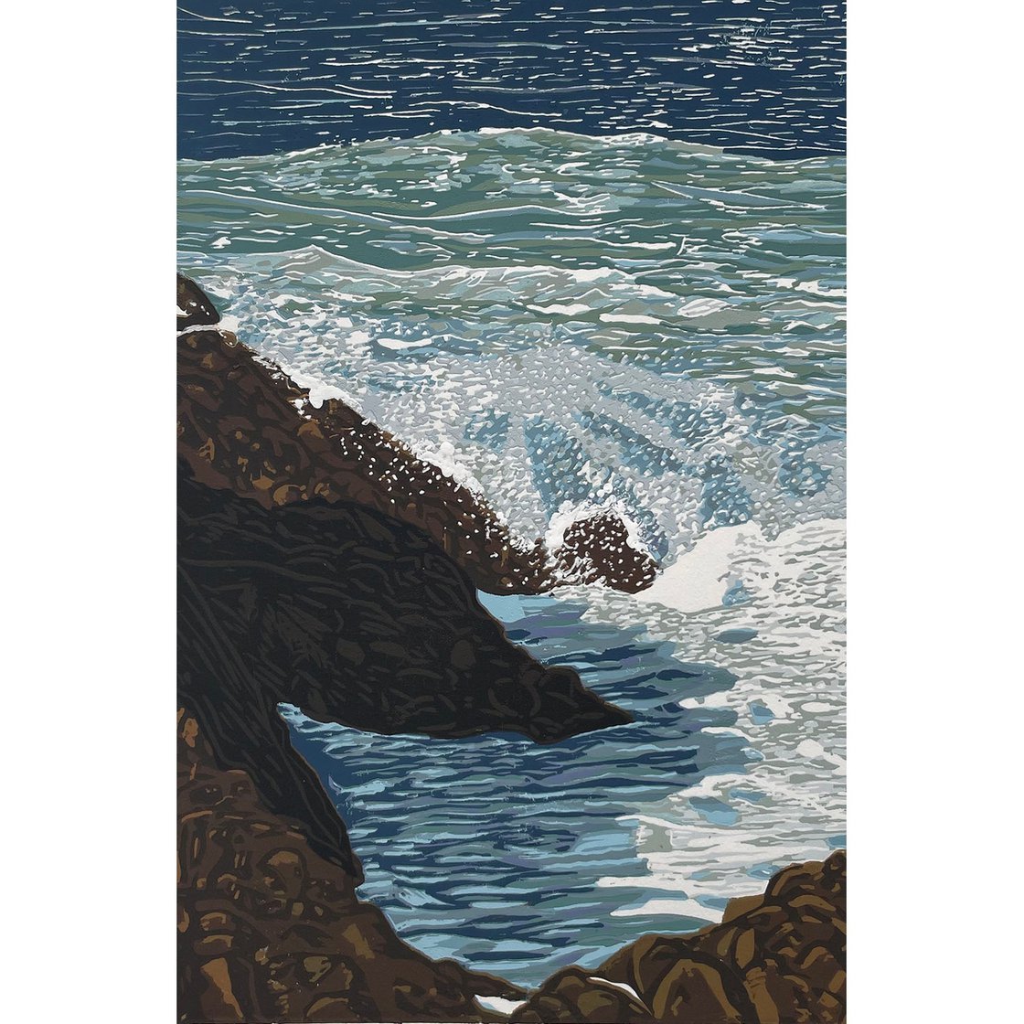 WomensArtForAll's tweet photo. Kristie #Dedman #WomensArt #ArtByWomen #Linocut •Sea Spray Lino• https://t.co/HaTWmh1d6C