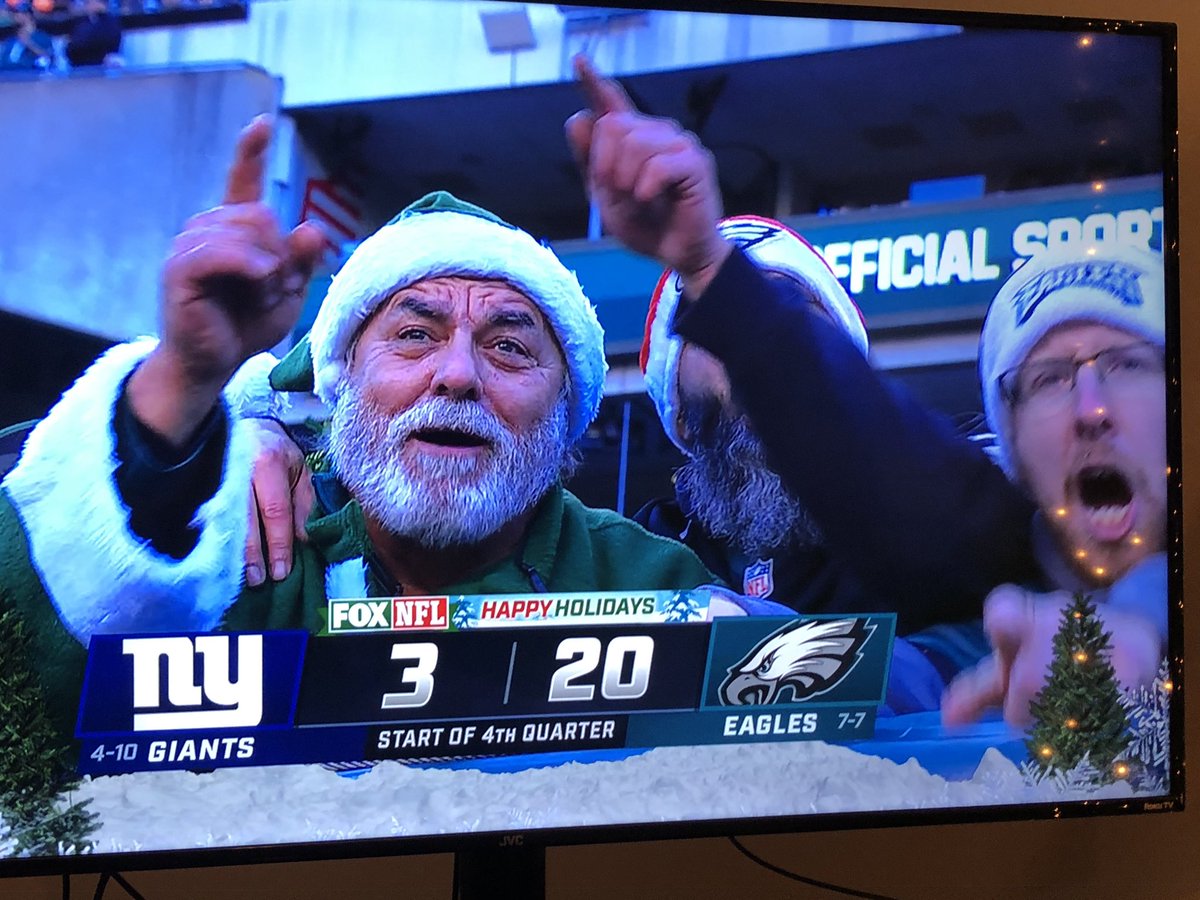 HilltownGolf's tweet photo. One of our Hilltown’ers received a lot of Fox network face time this past week during Philadelphia Eagles games…Santa John Herzstein!!

The “fake” beard pic is from this past Tuesday night’s postponed game vs. Washington.

The real beard pic is from today’s game vs. NY Giants. https://t.co/7gNQVZi4lr