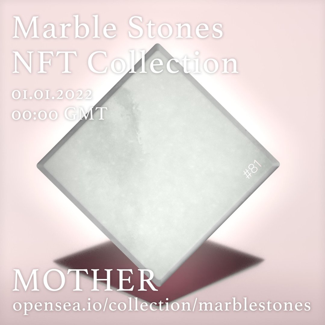 MarbleStone_nft's tweet photo. #mother 81
Mother = #love 
Limited Marble Stones #nft Collection launching on @opensea 01.01.2022 at 00:00 GMT starting at 0.005ETH. https://t.co/l4HDSsDrxe
Don't miss the #marblehype! 
#nftart #nfts #loving #2022 #nftcollector #mothers #loveyou https://t.co/7WOho6teiy