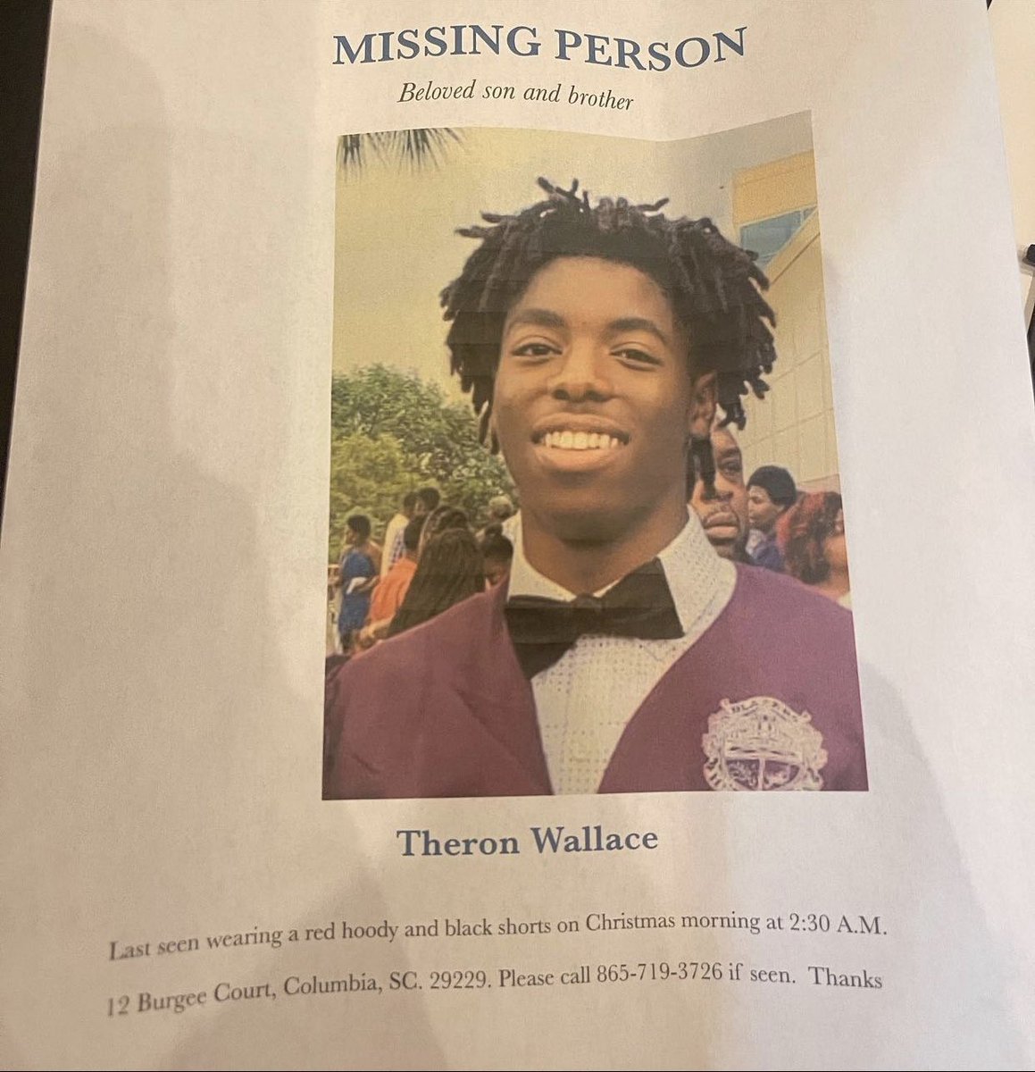 Cokewhite1017's tweet image. If you live in NE Columbia near Lake Carolina please be on the lookout for my boy Theron! He’s been missing since around 6 am Christmas morning after taking a kayak out on the lake.