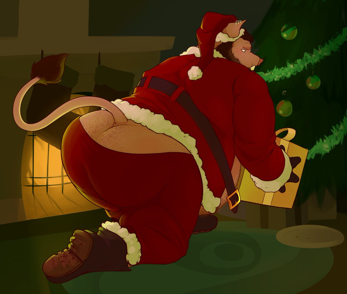 BearWithaBroom's tweet photo. Santa's gettin bigger with every house he visits, fortunately no one's awake to see him grow outta his uniform, right...?
Comm for @TuskboarTheBoar https://t.co/GjkciXApIm