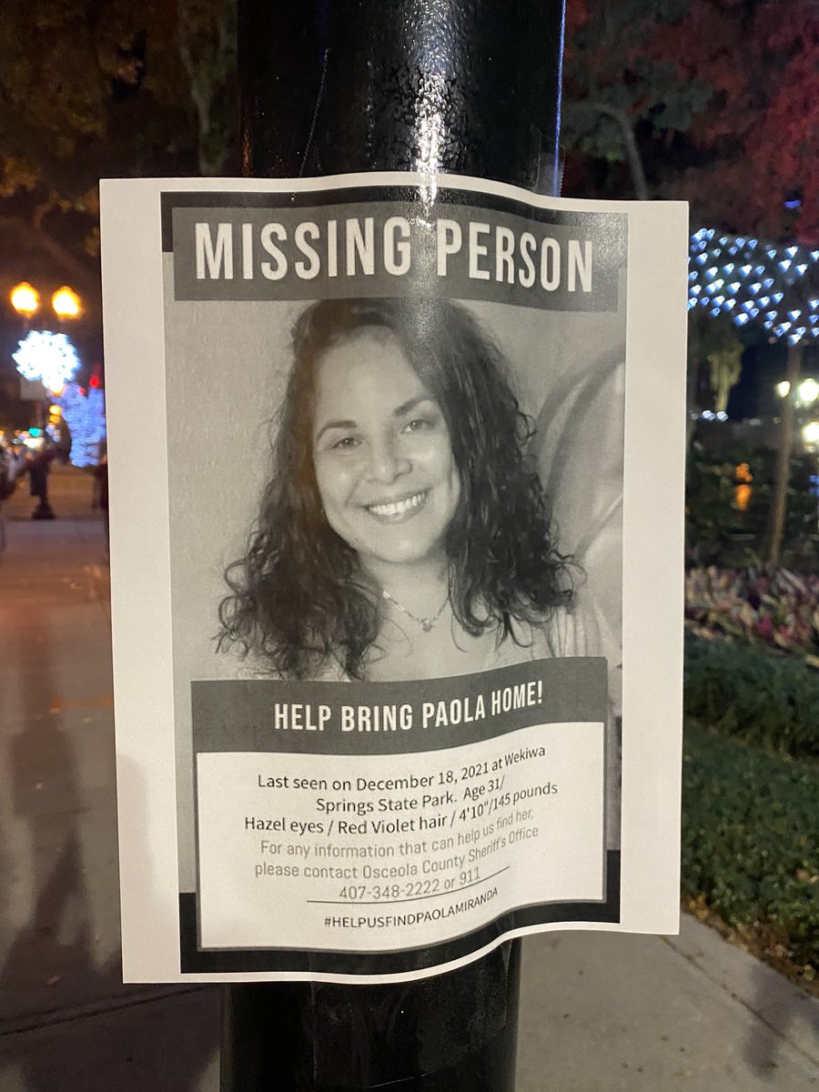 RicardoWilliams's tweet photo. Paola has been missing for a week and her car was found 4 days ago. 

If you have any information that can help with the search please call 407-348-2222 https://t.co/mfKDVGZolL