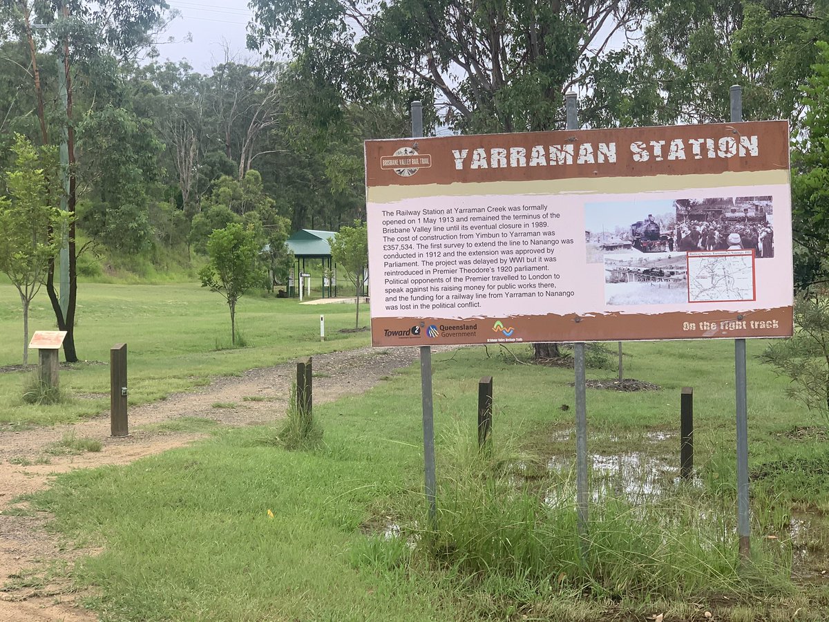 HugePossum's tweet photo. First section of the brisbane valley rail trail ends in Blackbutt with a sausage roll and apostlebirds #bvrt https://t.co/DIacznVrqV