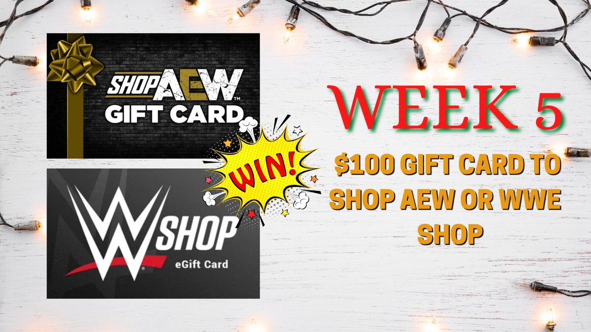 ☃️LAST &amp; FINAL GIVEAWAY OF THE YEAR!!!☃️

🎁 (1) Person will win a $100 Gift Card to either SHOP AEW or WWE SHOP or you can split it! 😁

TO ENTER: 
☃️ RETWEET 
☃️ FOLLOW ME
☃️ COMMENT A FUNNY GIF BELOW!!!

GOOD LUCK!!!!!!!