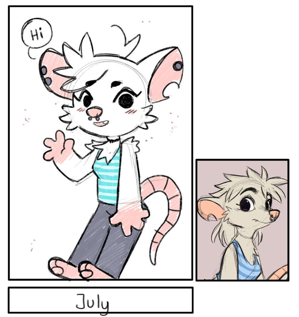 July actually has her own little webcomic starring herself and her friends. She's come up with her own unique style but still lacks confidence in her abilities. 