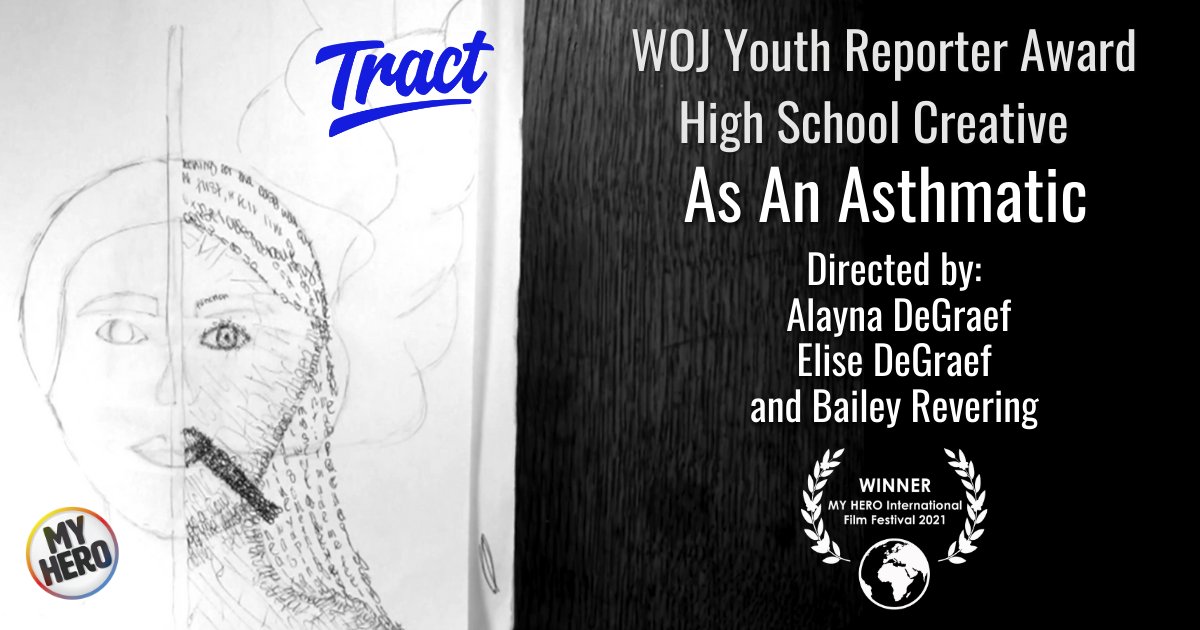 myhero's tweet photo. Congratulations to As An Asthmatic! This film was one of the winners of the WOJ Youth Reporter Award at our 2021 film festival! Thank you to @tractlearning  for sponsoring this award! 

Watch the film: https://t.co/AvMGvySwx4

#MHIFF #MYHERO https://t.co/LCAtFKHvri