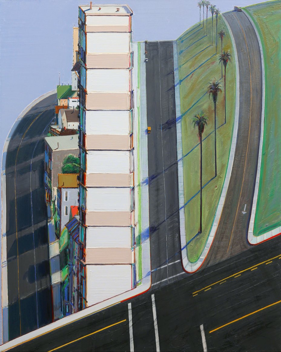 ElSangito's tweet photo. RIP wayne thiebaud, his renderings of san francisco cityscapes always had such an effect on me https://t.co/PbEMn66O62