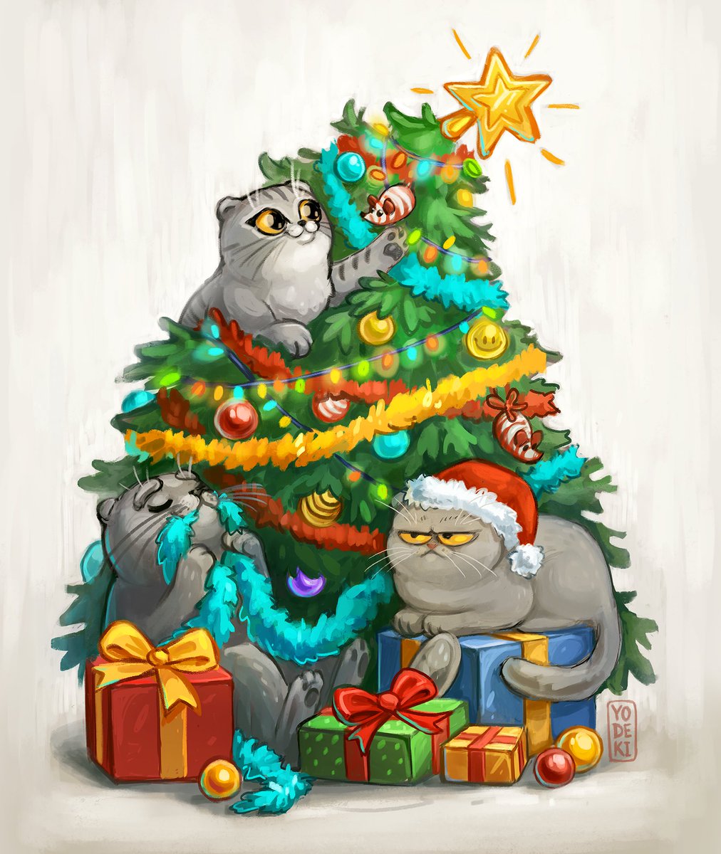 yodeki's tweet photo. 🎄🐈🐈🐈 https://t.co/FWPFNK1bUu