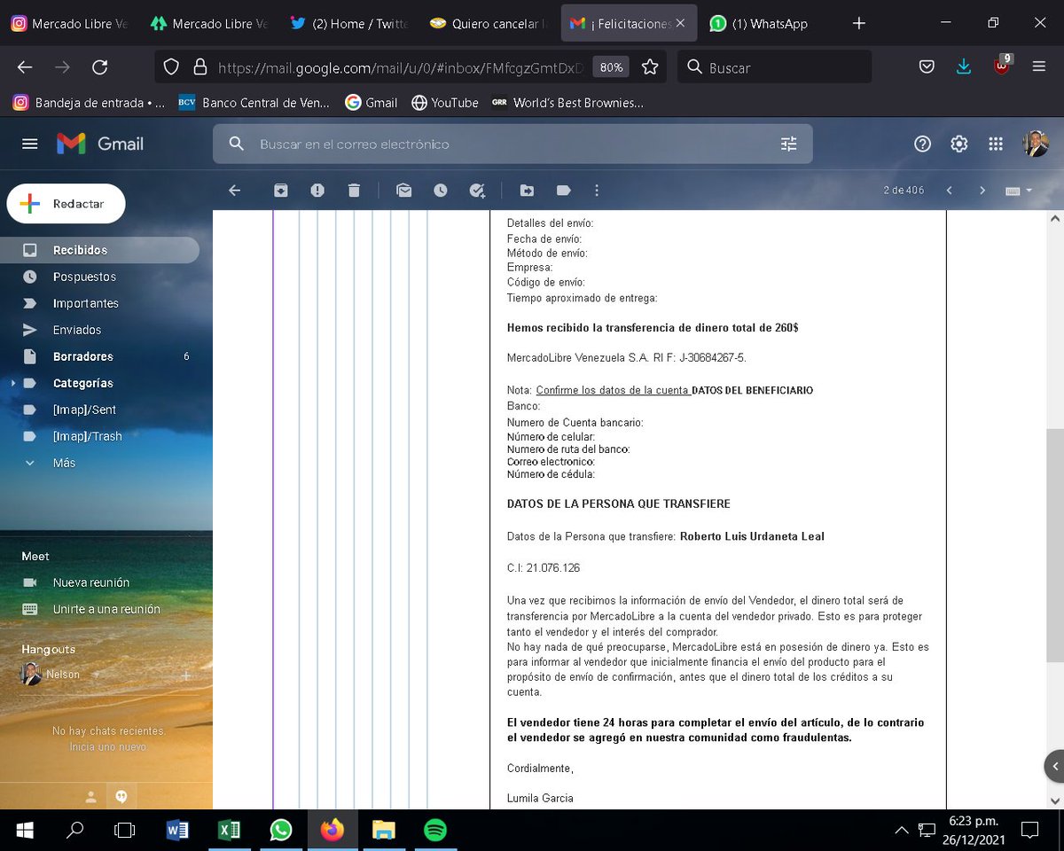 nelsonph's tweet image. necesito ayuda con esto @ML_Ayuda creo que es una estafa, ayuda por favor, mi apodo es "NAPH"