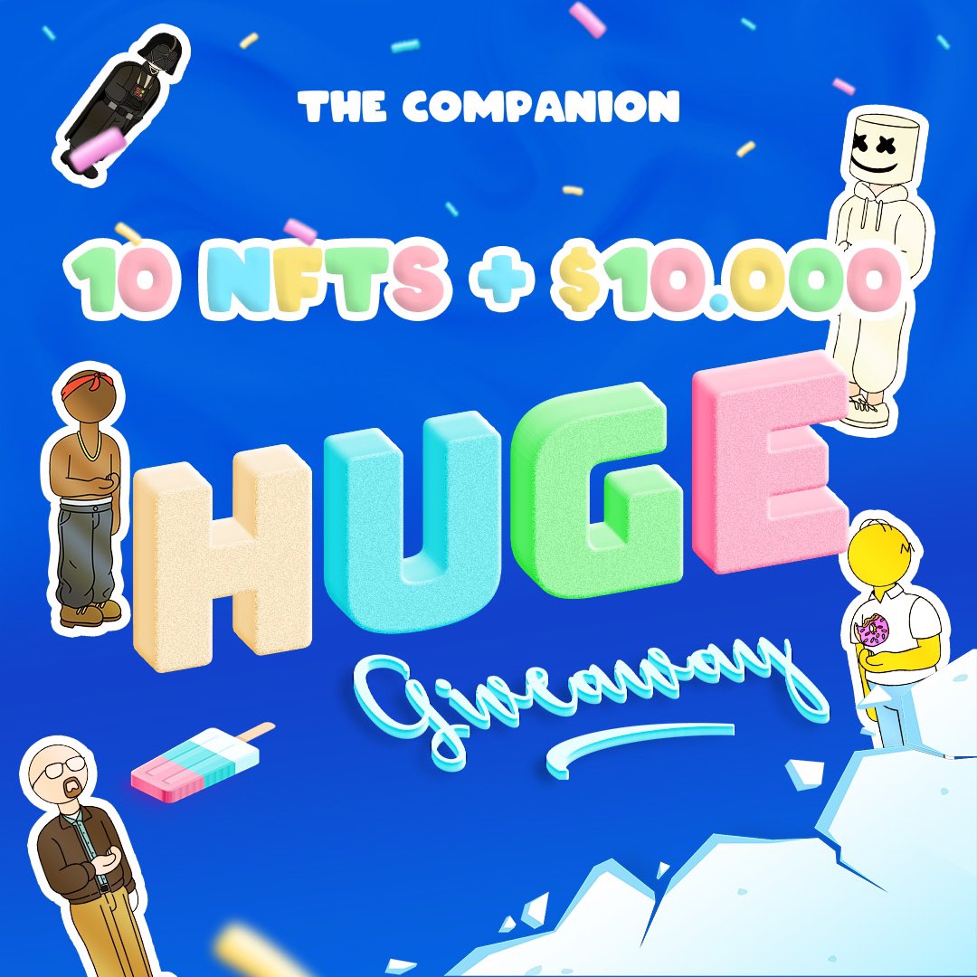 the companion (@thecompanionft) on Twitter photo The Companion #NFT Giveaway! 🎁🎉
To enter:
1️⃣ Follow <a href="/thecompanionft/">the companion</a>
2️⃣ Like & Retweet
3️⃣ Join our Discord: discord.gg/thecompanion
4️⃣ Tag 3 friends (each comment is 1 extra entry)
GOOD LUCK! 🍀
#NFTGiveaway #NFTGiveaways #nftnews #NFTLAUNCH #NFTCommunity #NFTs #nftcollectors The Companion #NFT Giveaway! 🎁🎉
To enter:
1️⃣ Follow <a href="/thecompanionft/">the companion</a>
2️⃣ Like & Retweet
3️⃣ Join our Discord: discord.gg/thecompanion
4️⃣ Tag 3 friends (each comment is 1 extra entry)
GOOD LUCK! 🍀
#NFTGiveaway #NFTGiveaways #nftnews #NFTLAUNCH #NFTCommunity #NFTs #nftcollectors