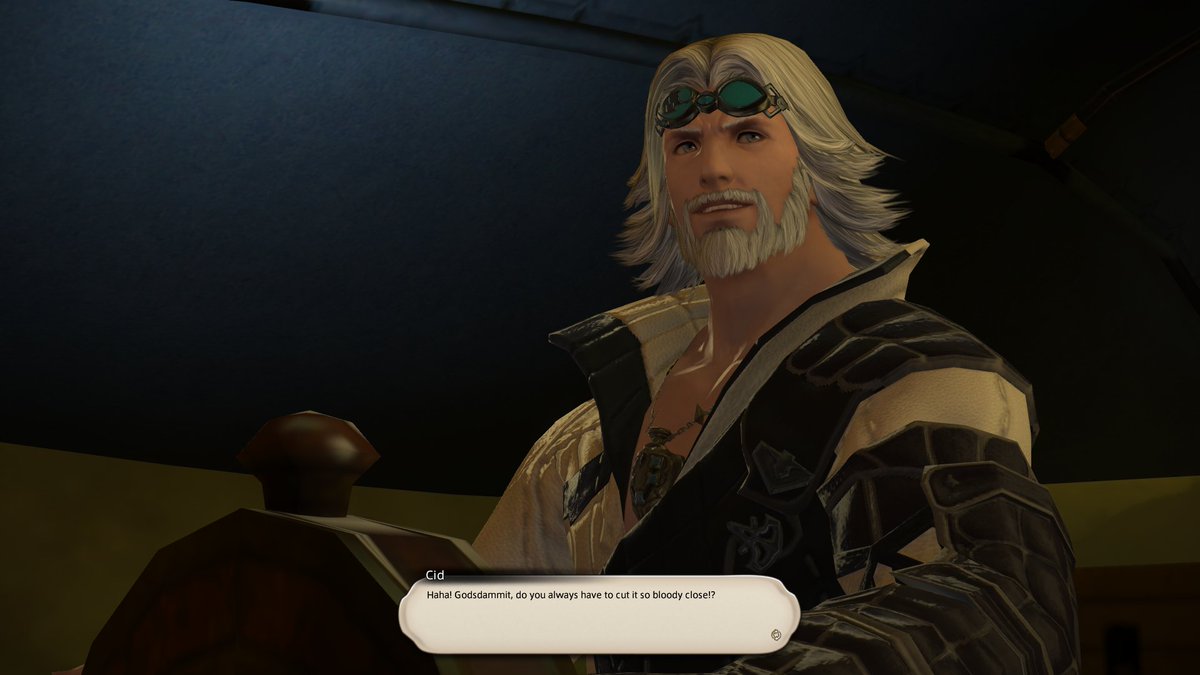 Kaboutertjelu's tweet photo. Some people watch the cutscenes to follow the story. I watch the cutscenes, so I won't miss a single Cid #FFXIV https://t.co/df8w9rpNol